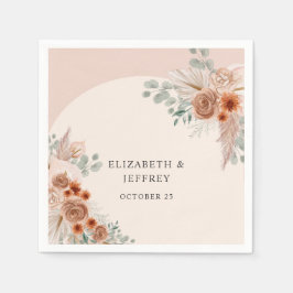 Rustieke Elegante Boho Terracotta Pampas Bruiloft Servet