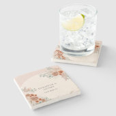 Rustieke Elegante Boho Terracotta Pampas Bruiloft Stenen Onderzetter (Zijkant)