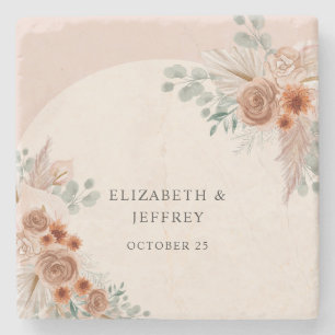 Rustieke Elegante Boho Terracotta Pampas Bruiloft Stenen Onderzetter