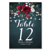 Rustieke elegante bordeauxrode pioen trouwtafel nu kaart (Voorkant)