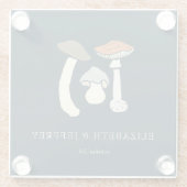 Rustieke Elegante Bos Wilde Paddenstoelen Bruiloft Glazen Onderzetter (Achterkant)