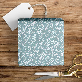 Rustieke Elegante Botanische bladeren Dusty Blue Cadeaupapier