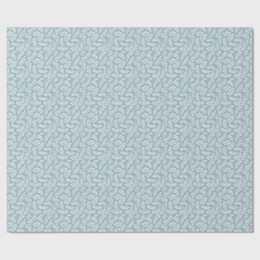 Rustieke Elegante Botanische bladeren Dusty Blue Cadeaupapier (Vlak)