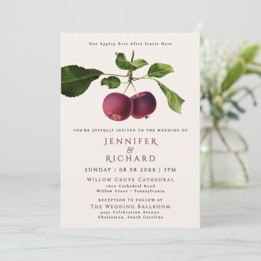 Rustieke elegante Bourgondische appel ooit na brui Kaart (Staand voorkant)