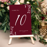 Rustieke Elegante Bourgondische Wildbloemen Boho B Kaart<br><div class="desc">Dit elegante maar rustieke ontwerp van het huwelijkslijstnummer kenmerkt een mooie bordeauxrode kleurenachtergrond met hand-getrokken wilde bloemen en elegante typografie in wit. Het ontwerp is aan beide zijden hetzelfde. Bekijk ons Rustic Wildflower collectie voor het coördineren van items.</div>