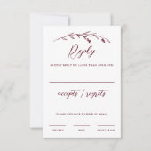 Rustieke Elegante Bourgondische Wildflower bruilof RSVP Kaartje (Voorkant)