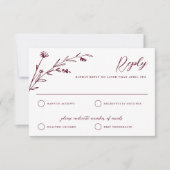 Rustieke Elegante Bourgondische Wildflower bruilof RSVP Kaartje (Voorkant)