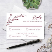 Rustieke Elegante Bourgondische Wildflower bruilof RSVP Kaartje