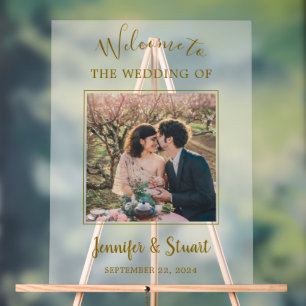 Rustieke elegante bruid en bruidegom foto bruiloft acryl bord