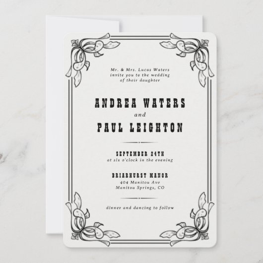  rustieke elegante bruiloft kaart (Voorkant)