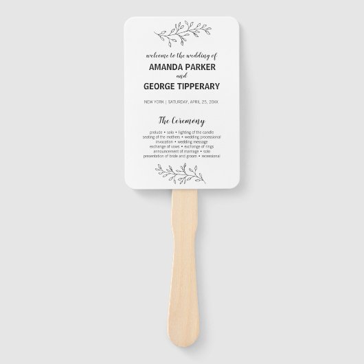 Rustieke elegante bruiloft programma fan handwaaier (Voorkant)