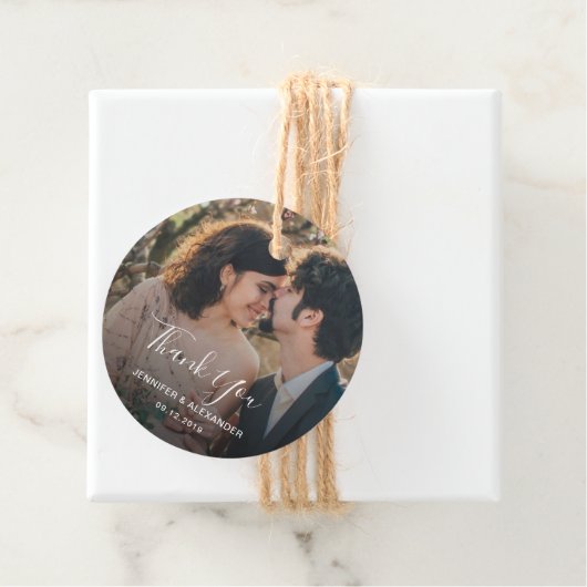 Rustieke elegante dank u foto land bruiloft bedankjes labels (In situ)