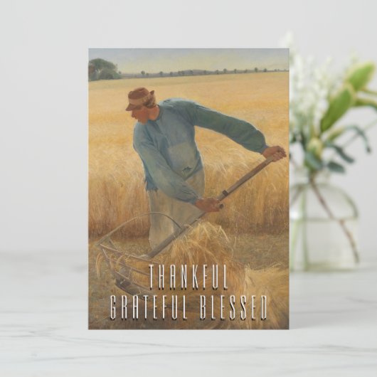 Rustieke elegante dankbare gezegende oogst feestdagenkaart (Staand voorkant)