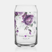 Rustieke Elegante Donker Paarse pioenen Blikvorm Glas (Achterkant)