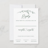Rustieke Elegante Donkergroene Wildflower Wedding RSVP Kaartje (Voorkant)