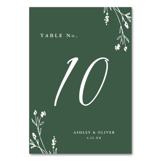 Rustieke Elegante Donkergroene Wildflowers Boho We Kaart (Voorkant)