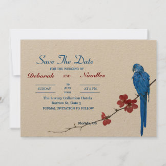 rustieke Elegante en unieke vogel save the date Kaart