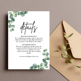 Rustieke Elegante Eucalyptus Groene Huwelijksdetai Informatiekaartje