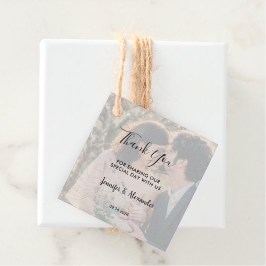 Rustieke elegante foto bruiloft dank u bedankjes labels (In situ)