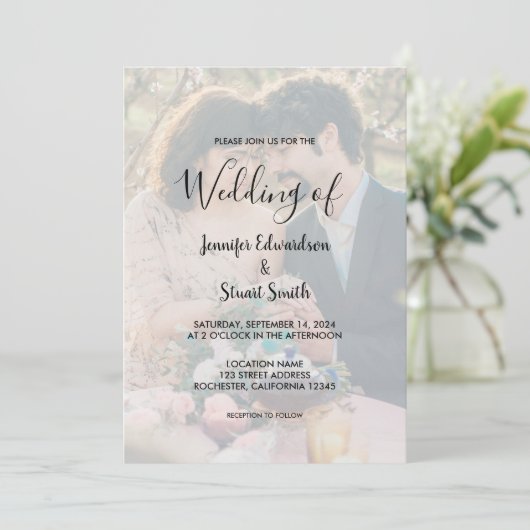 Rustieke elegante foto bruiloft uitnodiging (Staand voorkant)