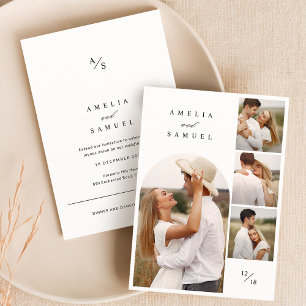 Rustieke Elegante Fotocollage Wedding Kaart