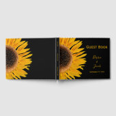 Rustieke Elegante Gele Zwarte Zonnebloem Bruiloft Gastenboek (Volledig)