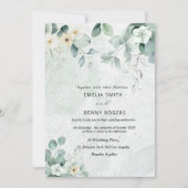 Rustieke elegante groen eucalyptus bruiloft kaart (Voorkant)