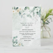 Rustieke elegante groen eucalyptus bruiloft kaart (Staand voorkant)