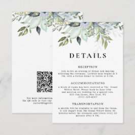 Rustieke Elegante Groene QR Code Huwelijksdetails Informatiekaartje