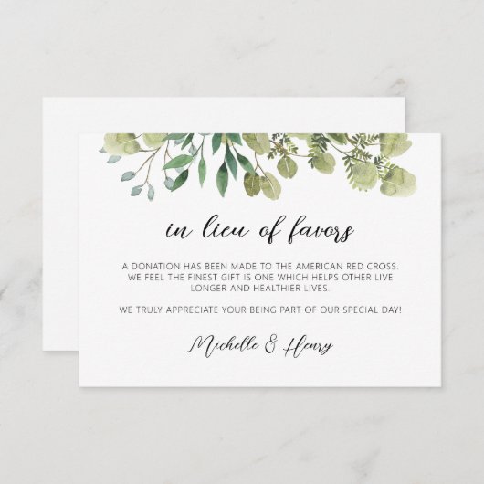 Rustieke Elegante Groene Tuintjes In Plaats van Fa Kaart (Voorkant / Achterkant)