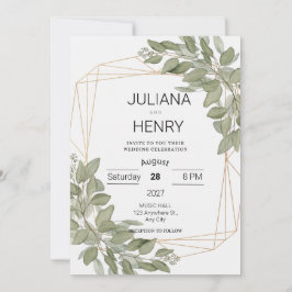 Rustieke Elegante Groene Waterverf Eucalyptus Kaart