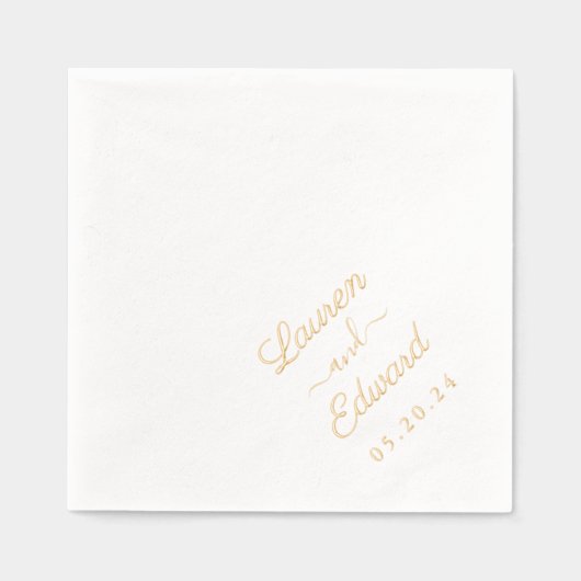 Rustieke Elegante Hand Script Wedding Folie Servetten (Voorkant)