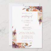 Rustieke Elegante Herfst Bloemen Huwelijksuitnodig Kaart (Voorkant)