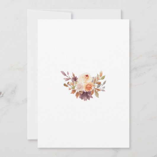 Rustieke Elegante Herfst Bloemen Huwelijksuitnodig Kaart (Achterkant)