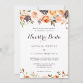 Rustieke Elegante Herfst Bloemen Spaans Bruiloft Kaart (Voorkant)