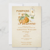 Rustieke Elegante Herfst Pompoen Prosecco Vrijgeze Kaart (Voorkant)