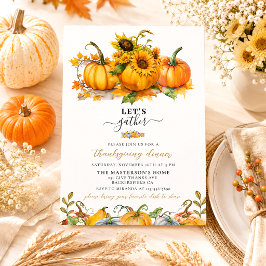 Rustieke Elegante Herfst Pompoenen Bladeren Thanks Kaart