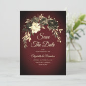 Rustieke Elegante Herfst Rode Gedroogde Bloemen Tr Save The Date (Staand voorkant)