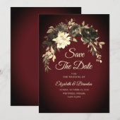 Rustieke Elegante Herfst Rode Gedroogde Bloemen Tr Save The Date (Voorkant / Achterkant)