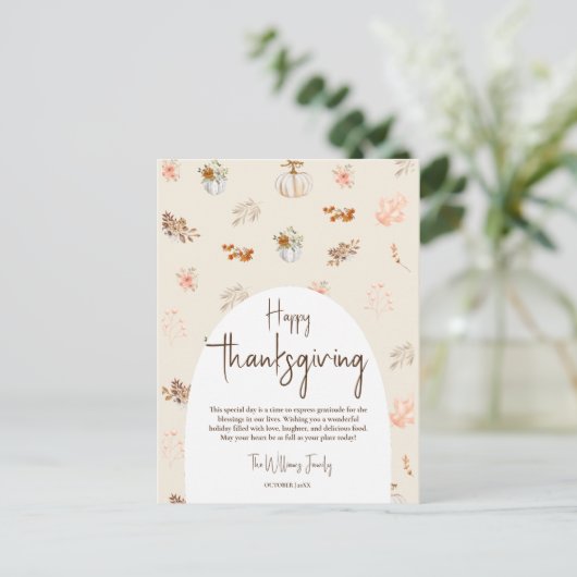 Rustieke Elegante Herfst Thanksgiving Groet Briefkaart (Staand voorkant)