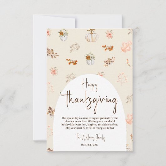 Rustieke Elegante Herfst Thanksgiving Groet Kaart (Voorkant)