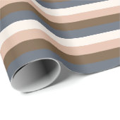 Rustieke Elegante Horizontale Strepen Roze Bruin G Cadeaupapier (Rol Hoek)