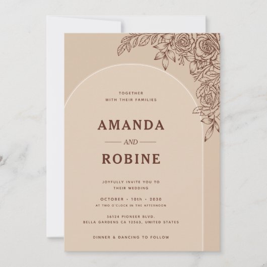 Rustieke Elegante Huwelijksuitnodiging Kaart (Voorkant)