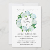 Rustieke Elegante Hydrangea Bloemenkrans Bruiloft Kaart (Voorkant)