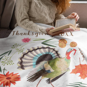 Rustieke Elegante Kalkoen Botanisch Fleece Deken