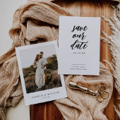 Rustieke Elegante Kalligrafie Foto Bruiloft Save The Date