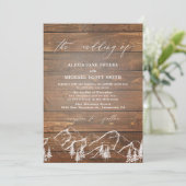 Rustieke Elegante Kalligrafie Houten Bruiloft Kaart (Staand voorkant)