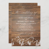 Rustieke Elegante Kalligrafie Houten Bruiloft Kaart (Voorkant / Achterkant)