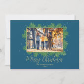 Rustieke Elegante Kerstmis Botanicals Groen Foto Feestdagenkaart (Voorkant)