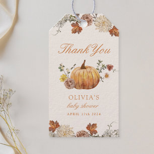 Rustieke Elegante Kleine Pompoen Herfst Baby Showe Cadeaulabel